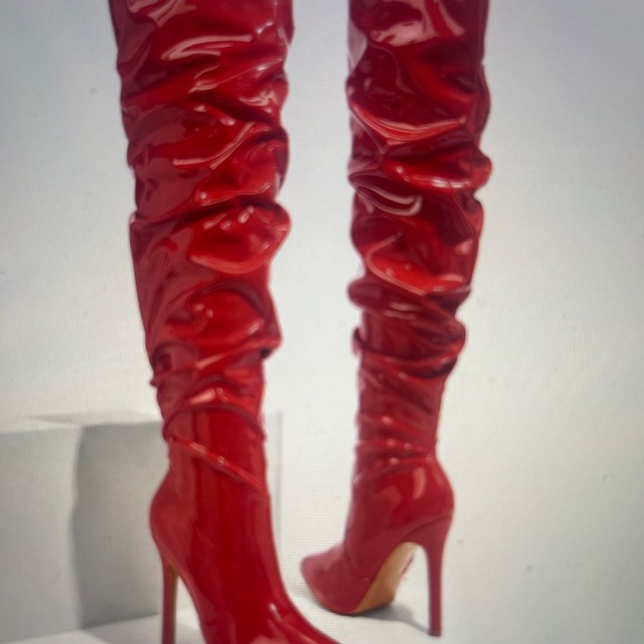 CUCCO THIGH HIGH RED PATENT LEATHER BOOTS 6(US) 36(EU) - Picture 11 of 15